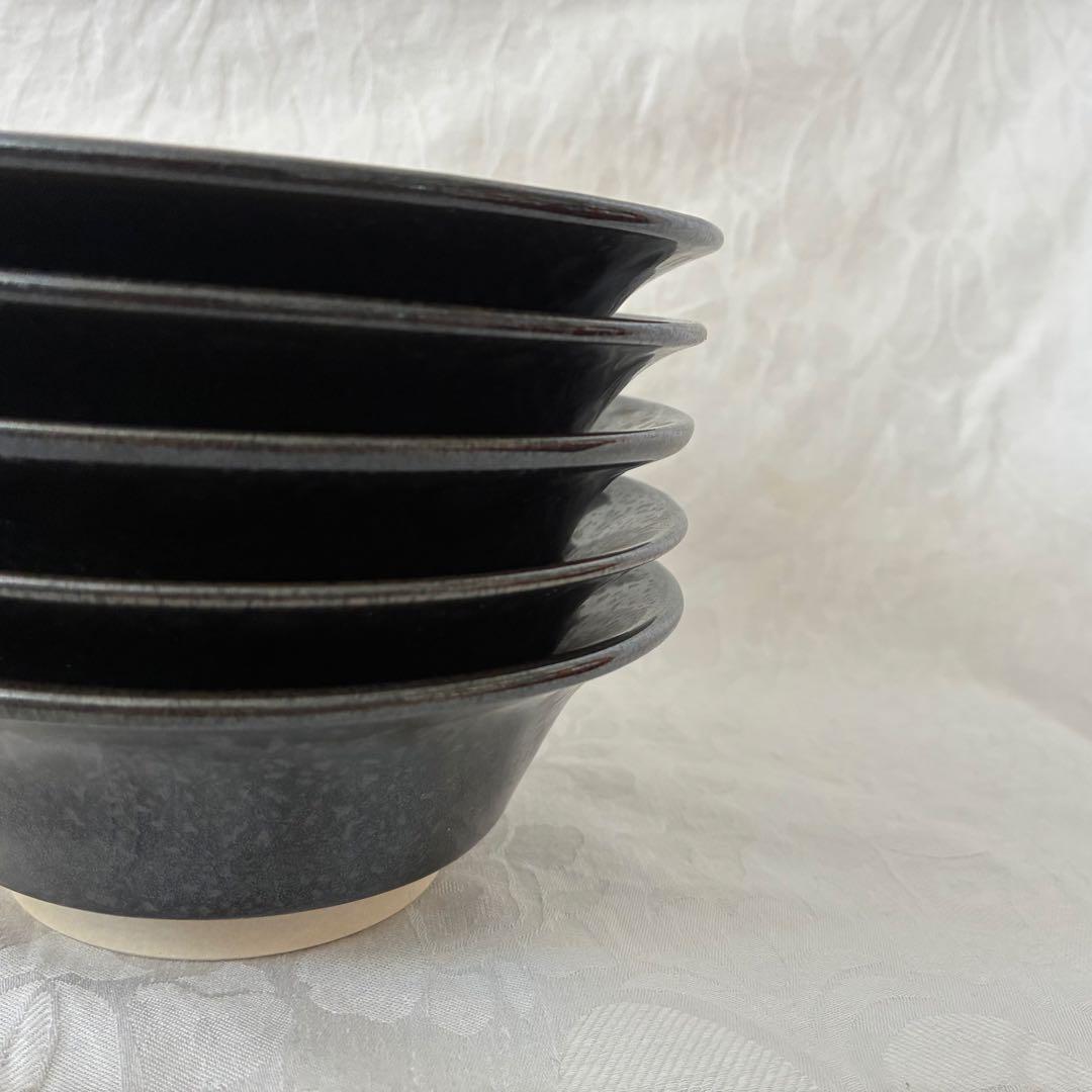 作家物 永見鴻人作 油滴天目 組鉢 中鉢 5客セット 骨董品 桐箱入り