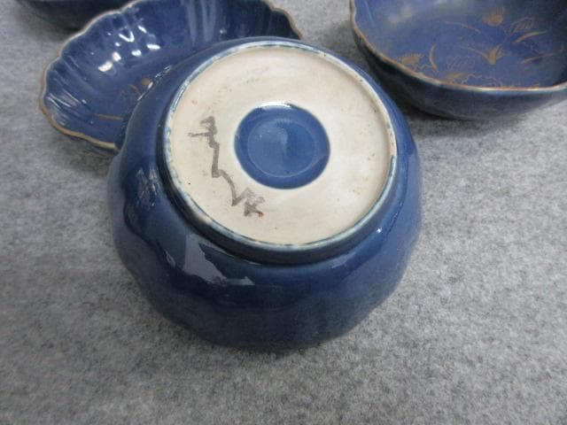 古伊万里瑠璃金彩あざみ図なます皿5枚 [B25908] 美術品・アンティーク