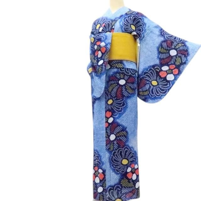 Y3425◆有松鳴海絞り 綿 背・居敷当て付 手縫い 高級浴衣 洗える夏着物