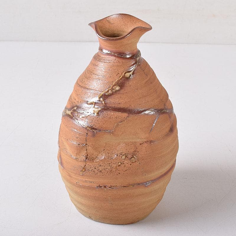 備前焼　花口徳利　在印　円能斎好み　極め時代箱　N　R8320