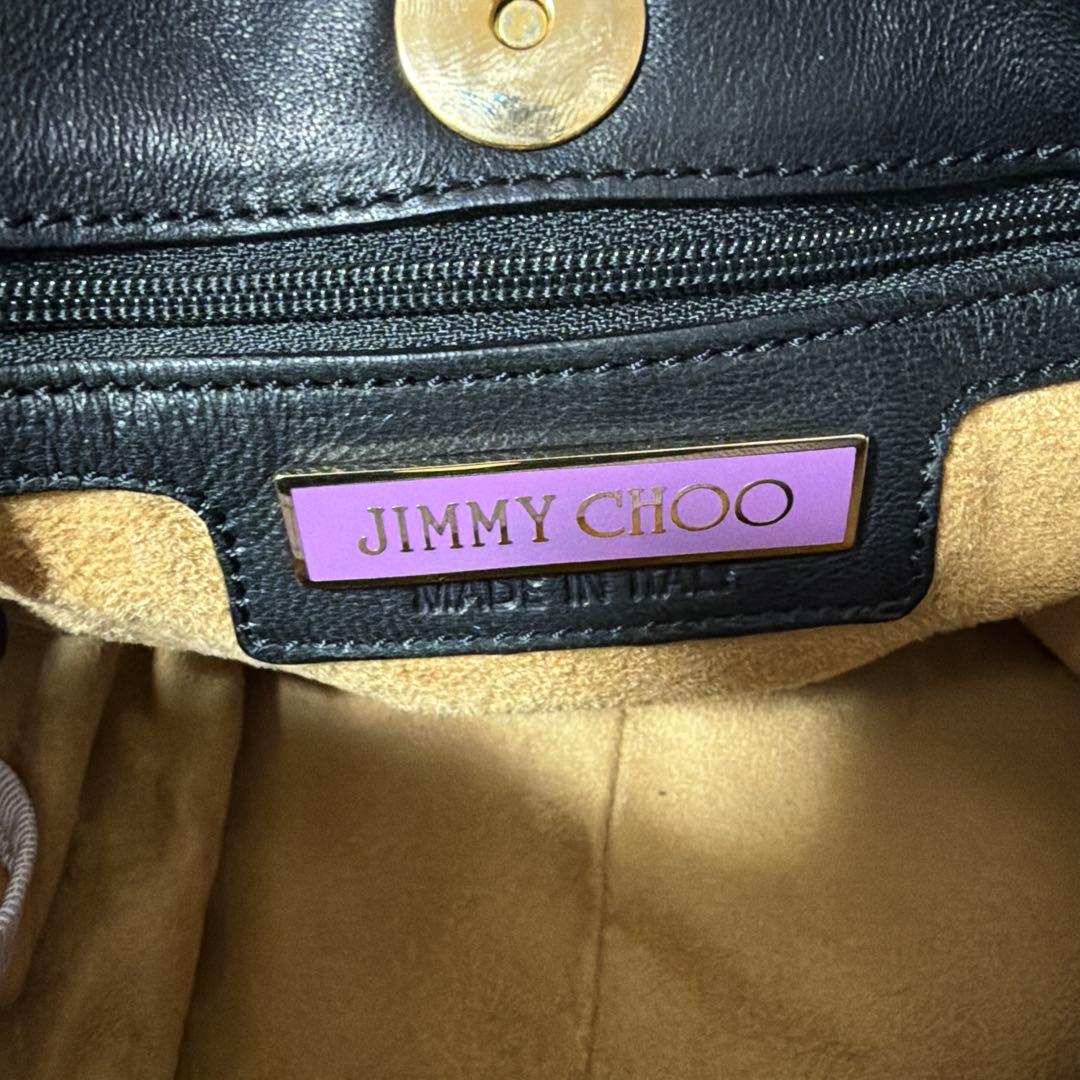 美品 JIMMY CHOO ジミーチュウ ラムスキン ゴールド金具 ハンドバッグ