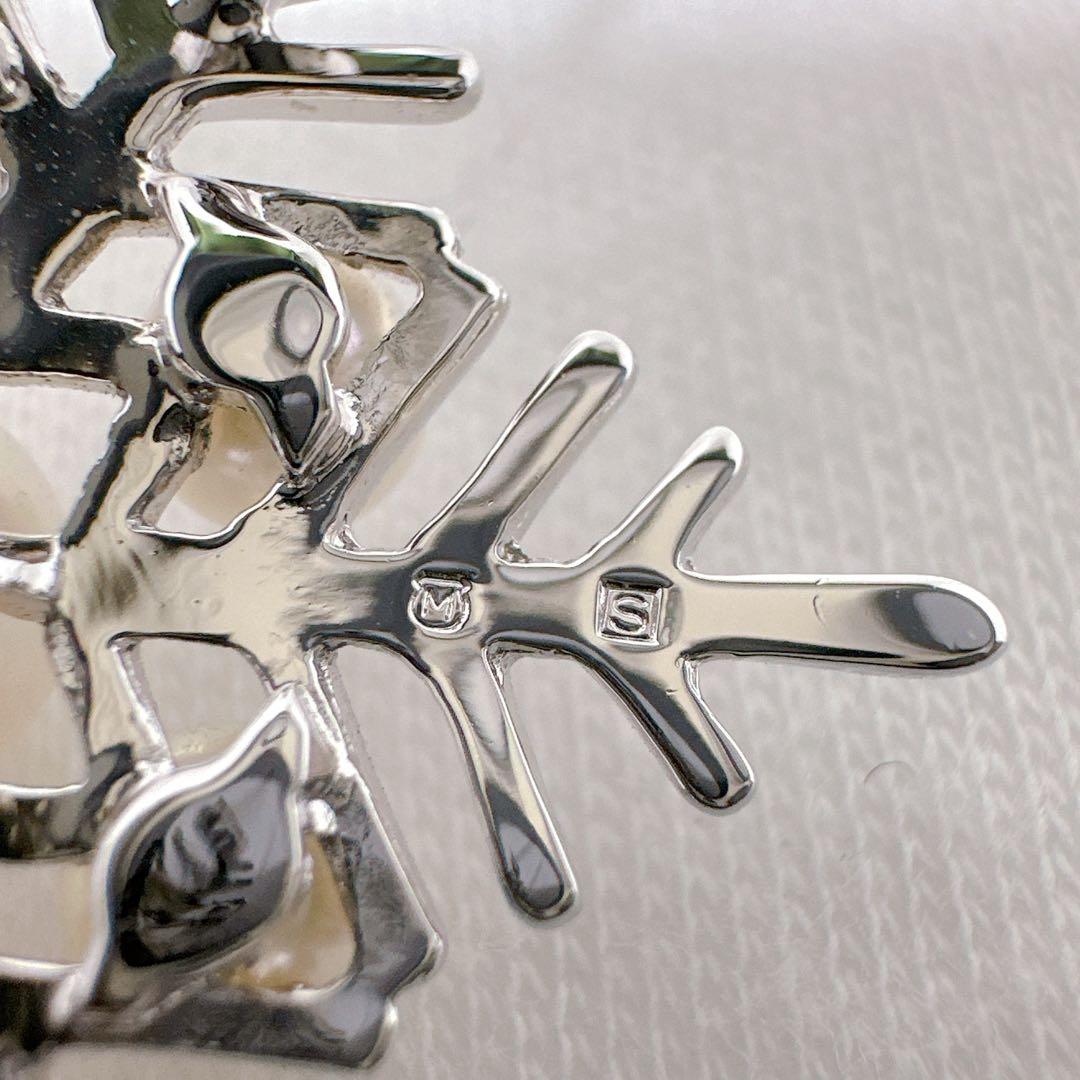 MIKIMOTO ミキモト あこや真珠 雪の結晶 スノークリスタル ブローチ