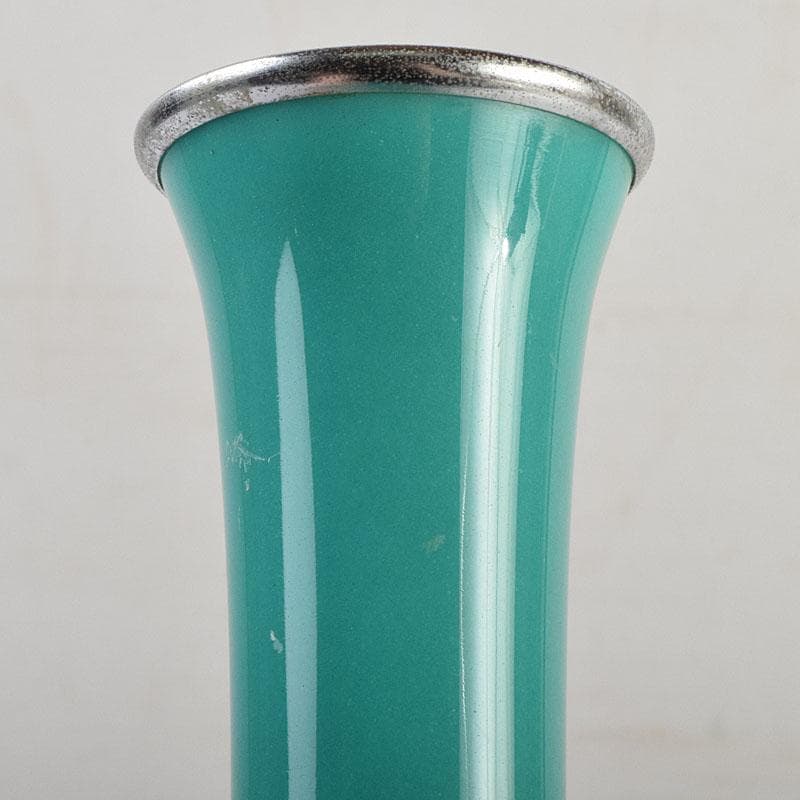 七宝焼 安藤七宝店 緑釉 花文 花瓶 合わせ箱 C R9385H