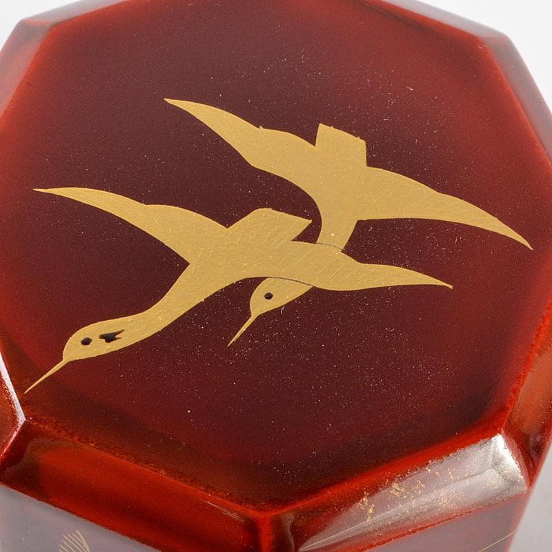 茶道具　塗師　千穂造　井伊大老好　萩に雁蒔絵　八角棗　共箱　V　5864