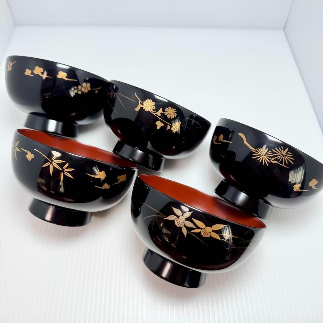 新品 輪島塗 人間国宝 大場松魚 寺井直次 蒔絵麗沢 吉祥文 10客 共