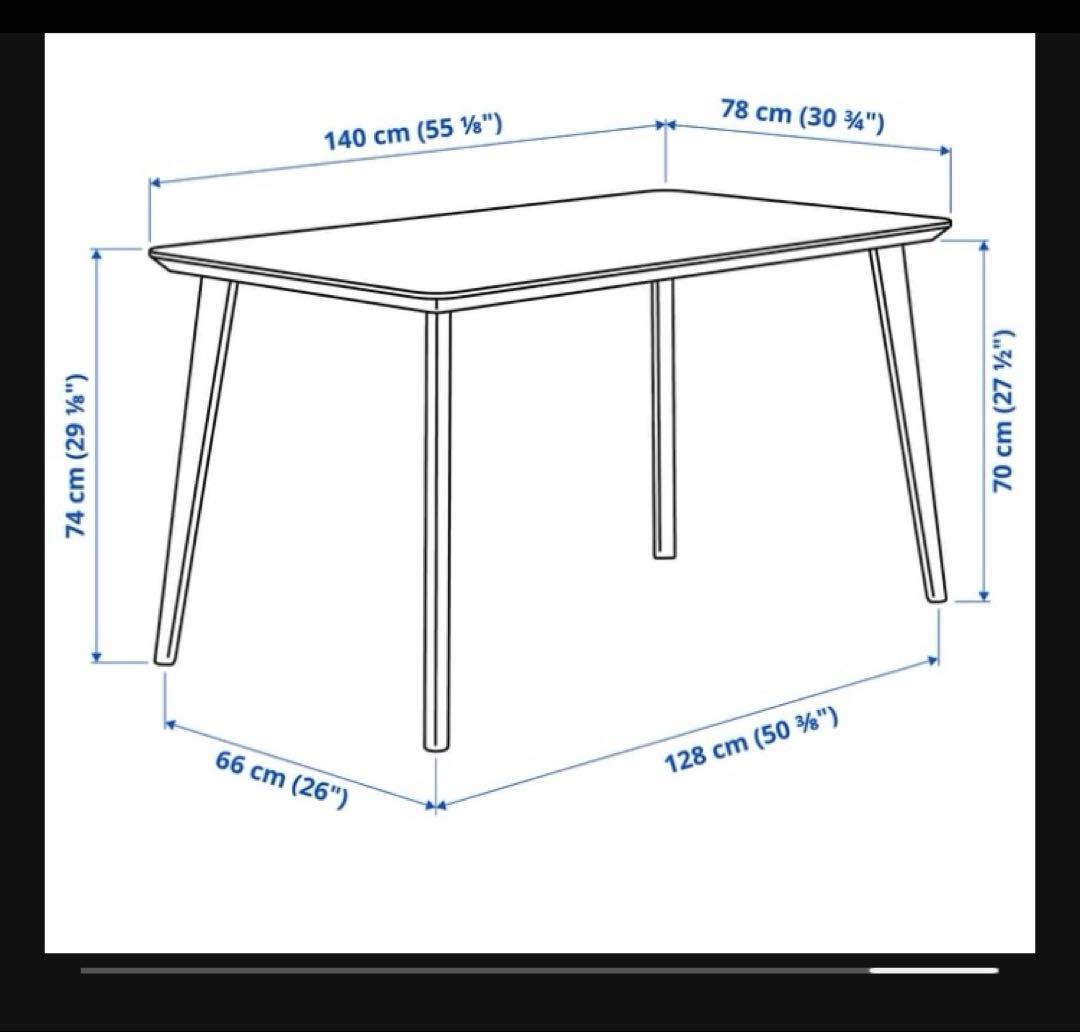 IKEA ダークブラウン 木製 ダイニングテーブル単品