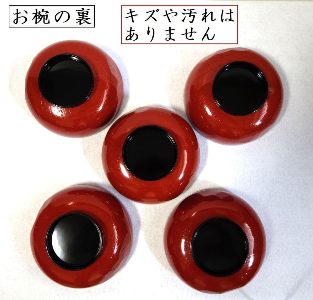 輪島塗 羊歯文様 大振り椀 ５客