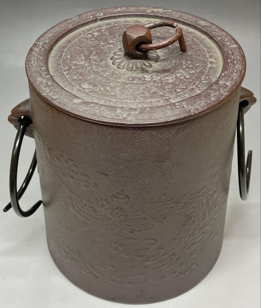 鶴首釜 釜師 藤兵衛 風炉型電熱器セット 茶道具 茶釜 茶道具 風炉 切合