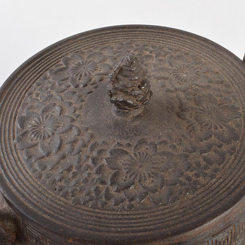 南部鉄器　桜文　鉄瓶　鉄釜　V　6378