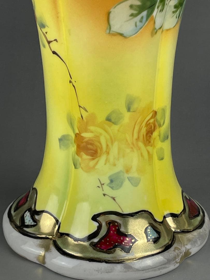 【大型】オールドノリタケ ２８．７cm 薔薇紋花瓶 金彩 金盛り マッスル