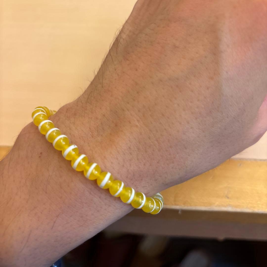 希少！チベットの老玉髄龍眼天珠！線天珠！黄色！ジュワーンとくる！