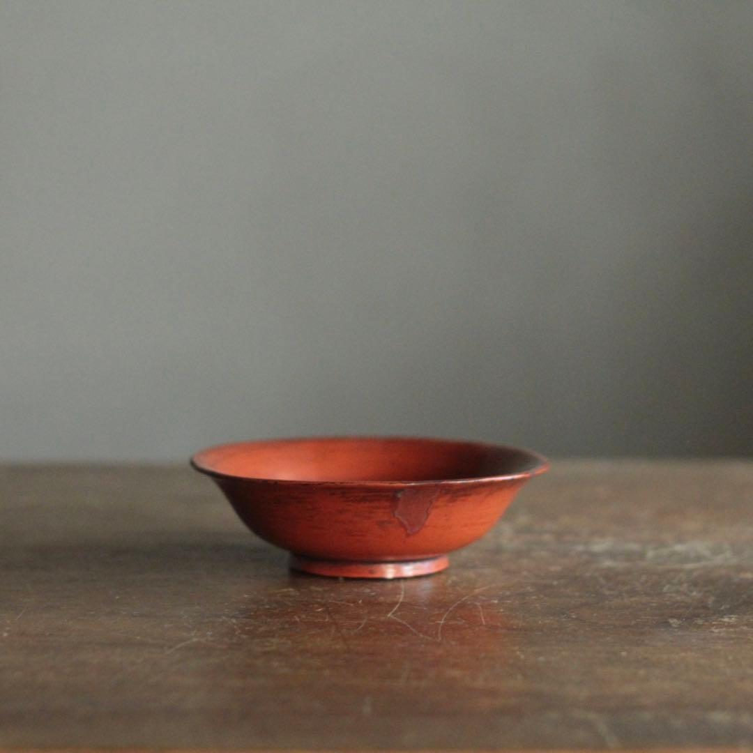 朱塗り 盃 平盃 小椀 平鉢 No.4 古美術 古道具 アンティーク 漆器
