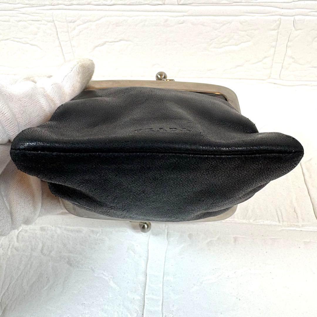 ㉔PRADA プラダ がま口 レザー ケース ブラック