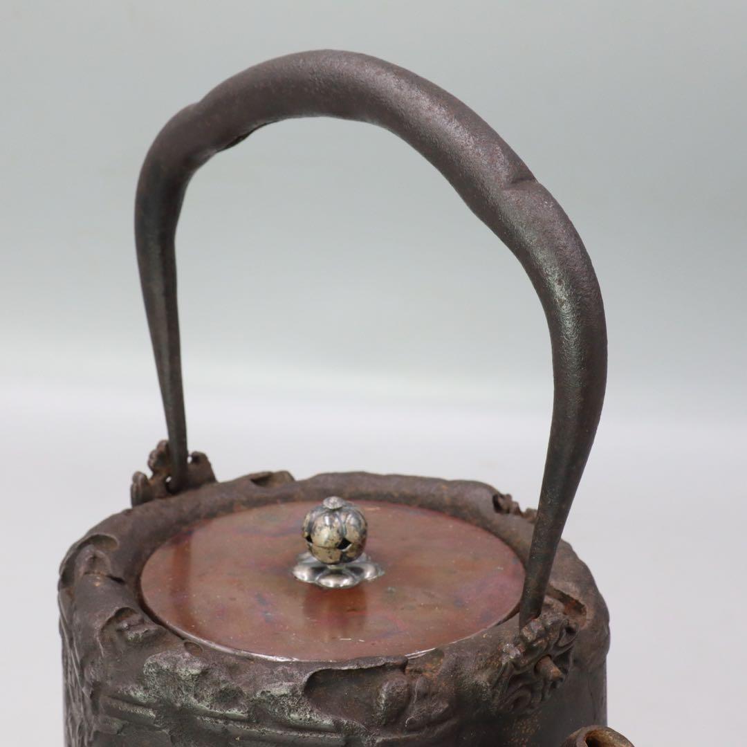 光玉堂 大國寿朗造 銀梅摘 花鳥紋漢詩図鉄瓶 唐銅蓋 - メルカリ