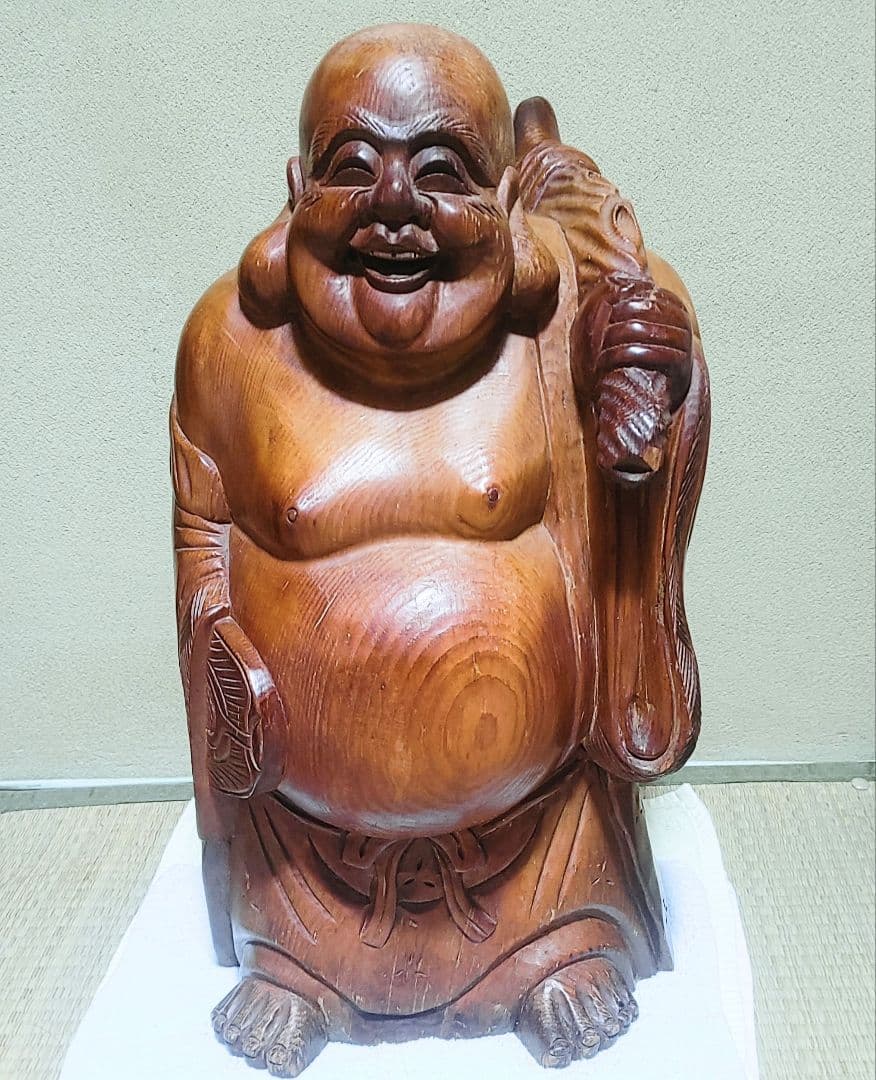 骨董品 布袋さん 木彫り 彫刻 像 置物