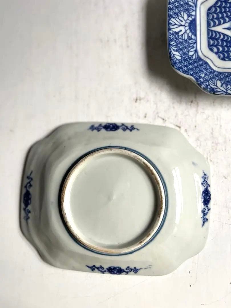 【k.様リクエスト】492 骨董 アンティーク 変形長四角皿 2点