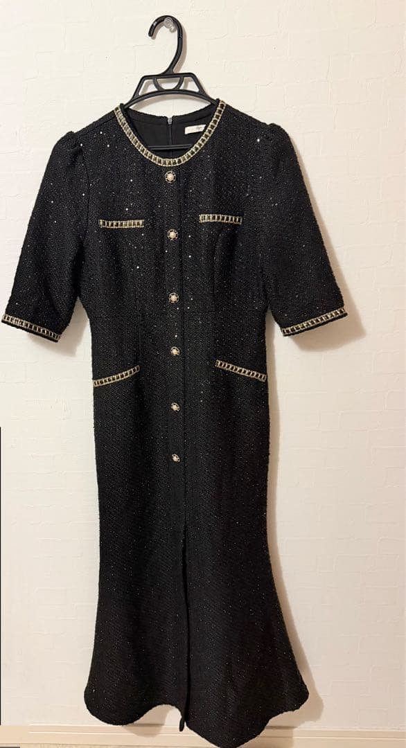 leja ラメツイードレザーパイピングパール マーメイドドレス　Sサイズ