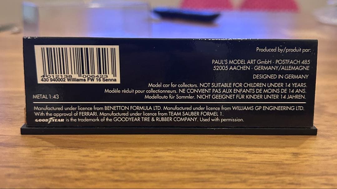 Williams FW16 Senna 1:43スケールモデル
