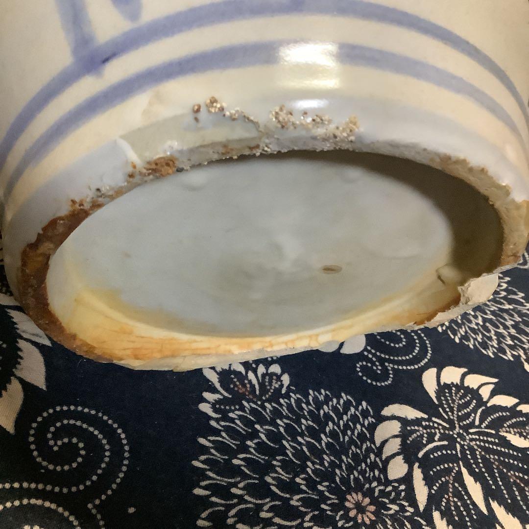 李朝 朝鮮 壺 大壺 花器 花瓶 松笹紋 砂高台 古伊万里・粉