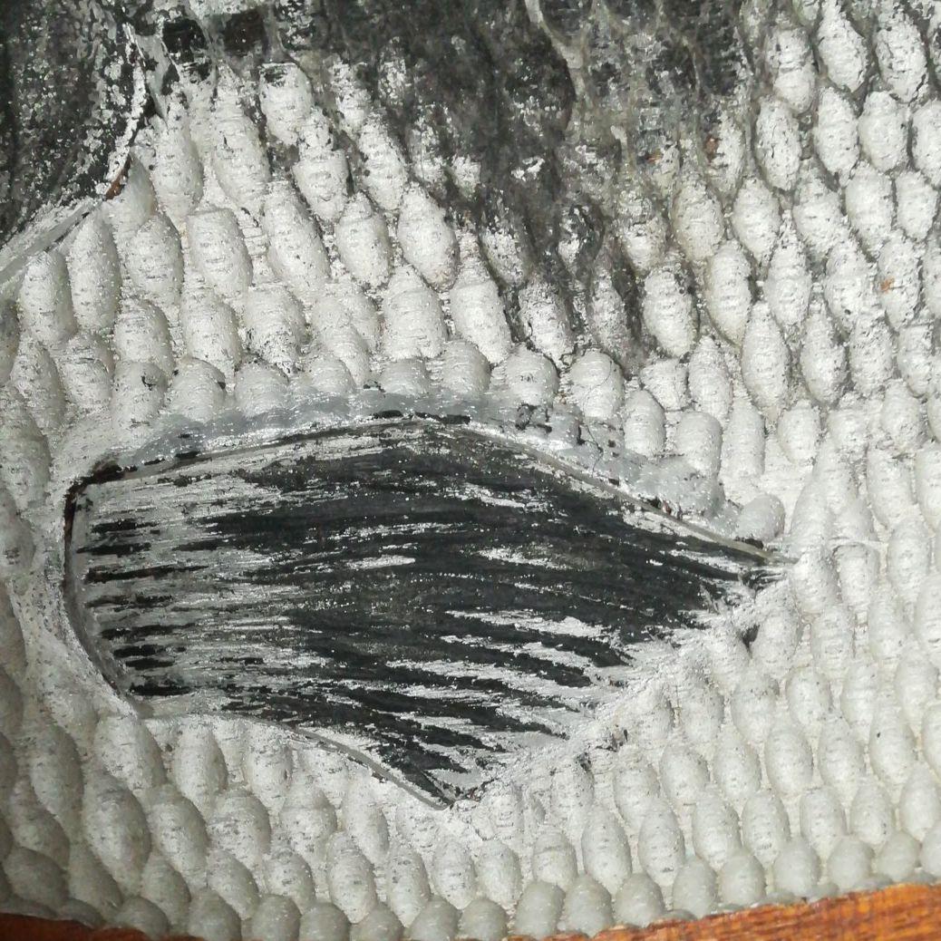 レトロ 木彫レリーフ 壁掛け 鮭 カムイチェップ 北海道 アイヌ彫