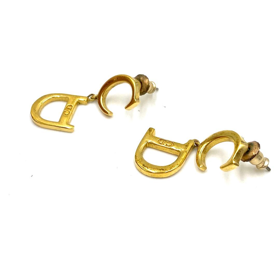 クリスチャン ディオール Dior ピアス 両耳 ゴールド ロゴ