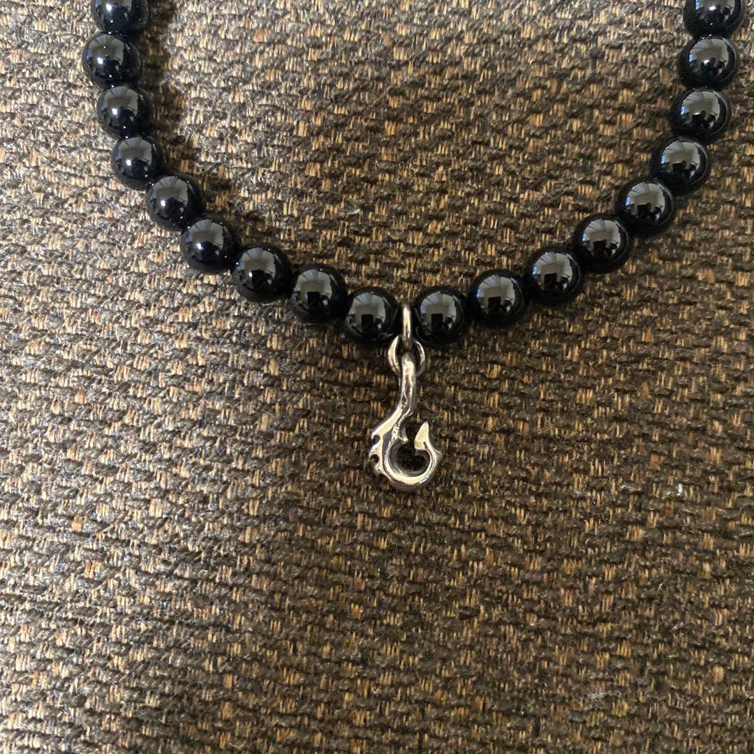 BWL オニキスビーズ フィッシュフックチャーム ブレスレット　サイズM