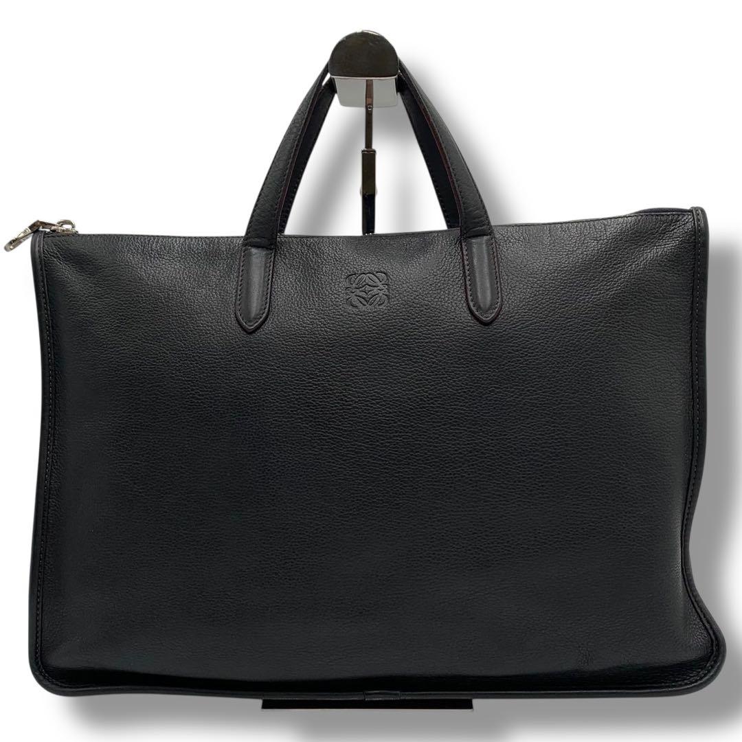 美品✨ロエベ ビジネスバッグ トレド アナグラム ロゴ A4可 レザー ブラック