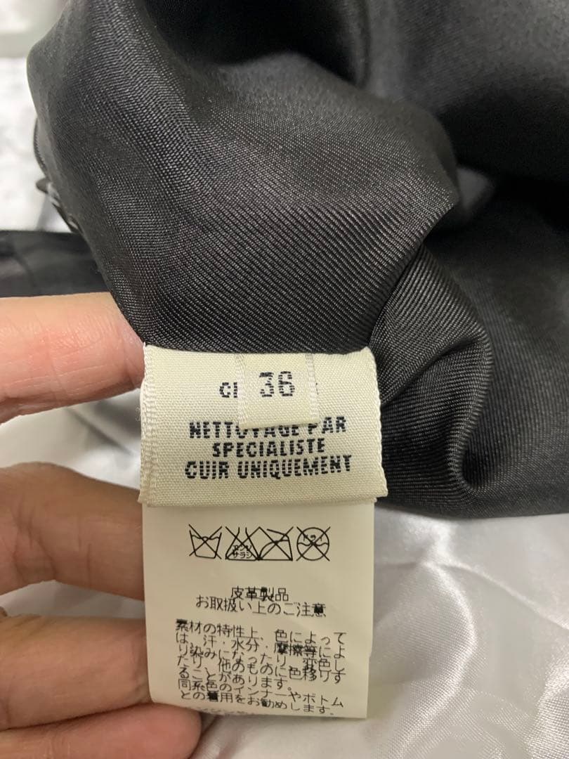 エルメス HERMES ダークブラウン ディアスキンレザー フレアスカート