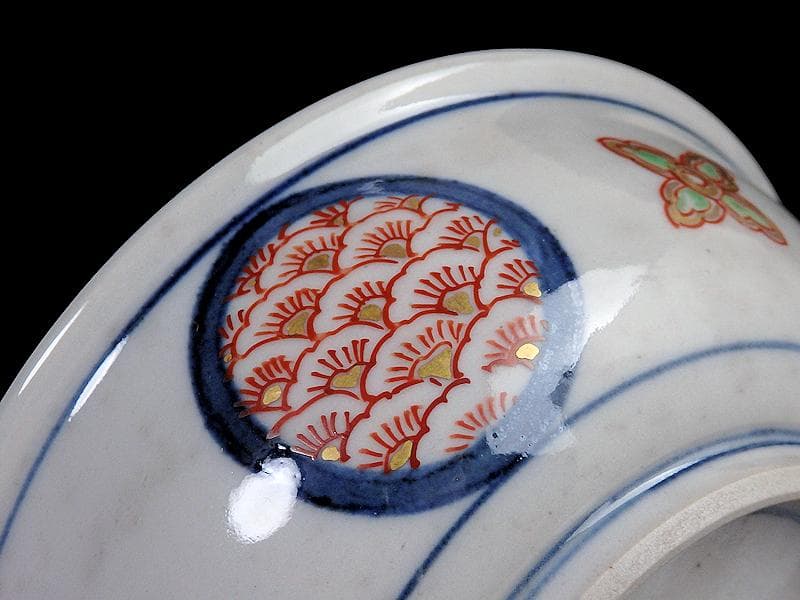 大聖寺伊万里 金襴手 窓絵 花鳥紋の図 春寒鉢 膾皿 5客 C770AS-CZt