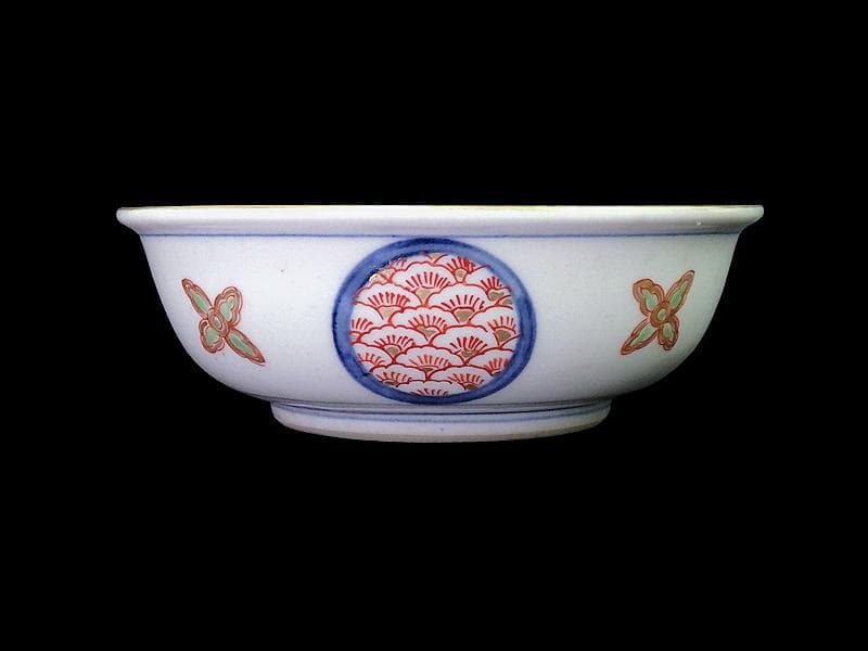 大聖寺伊万里 金襴手 窓絵 花鳥紋の図 春寒鉢 膾皿 5客 C770AS-CZt