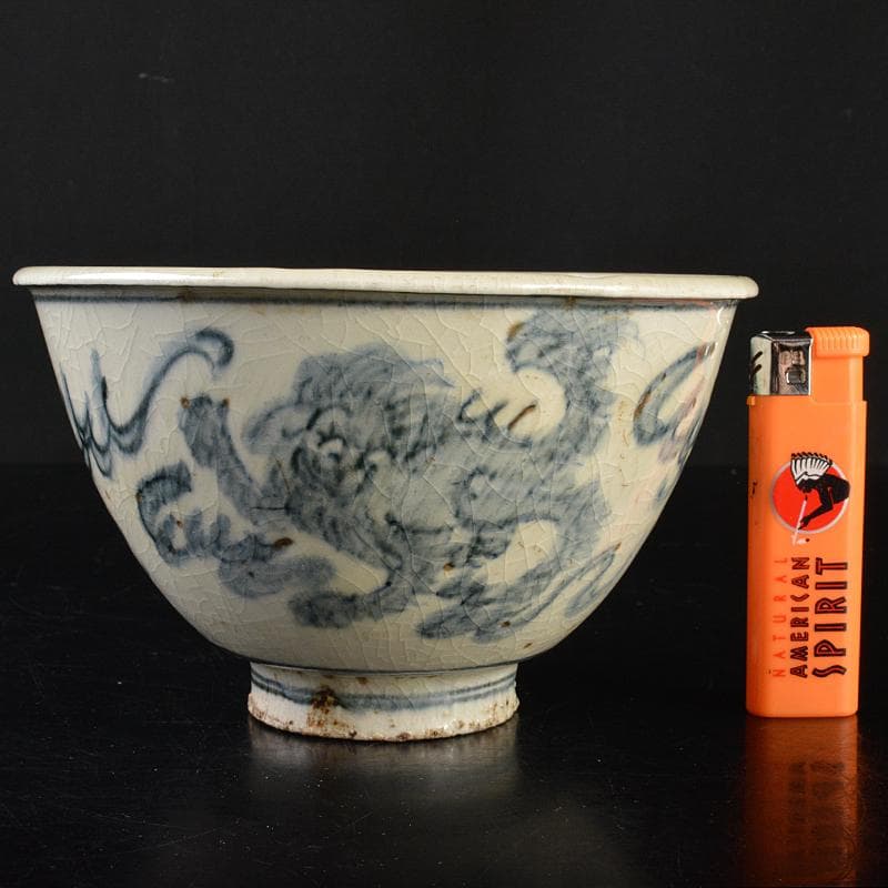 九谷焼 古九谷 染付 神獣文 鉢 時代箱付 V R7217