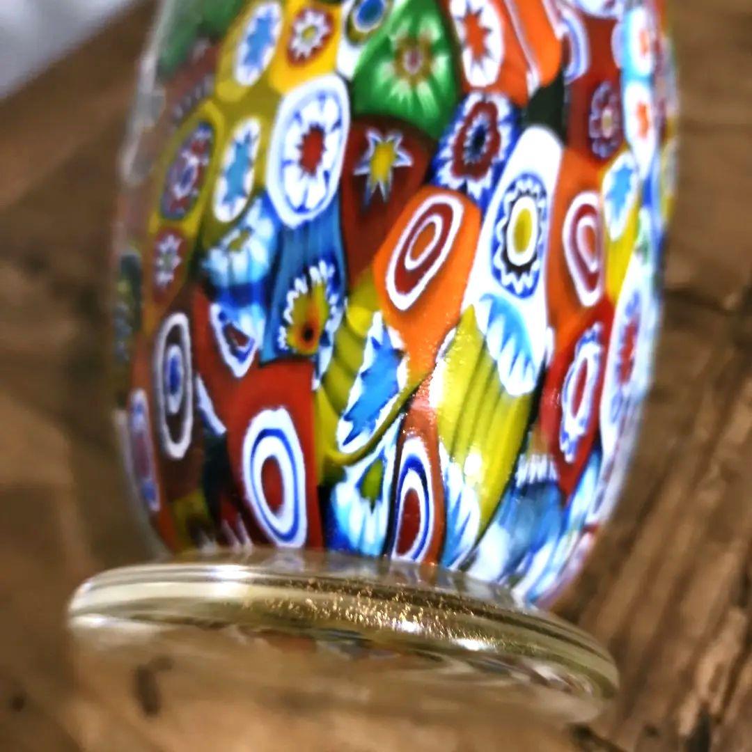 ムラノガラス ミルフィオリ 花瓶 イタリア ベネチアンガラス Murano