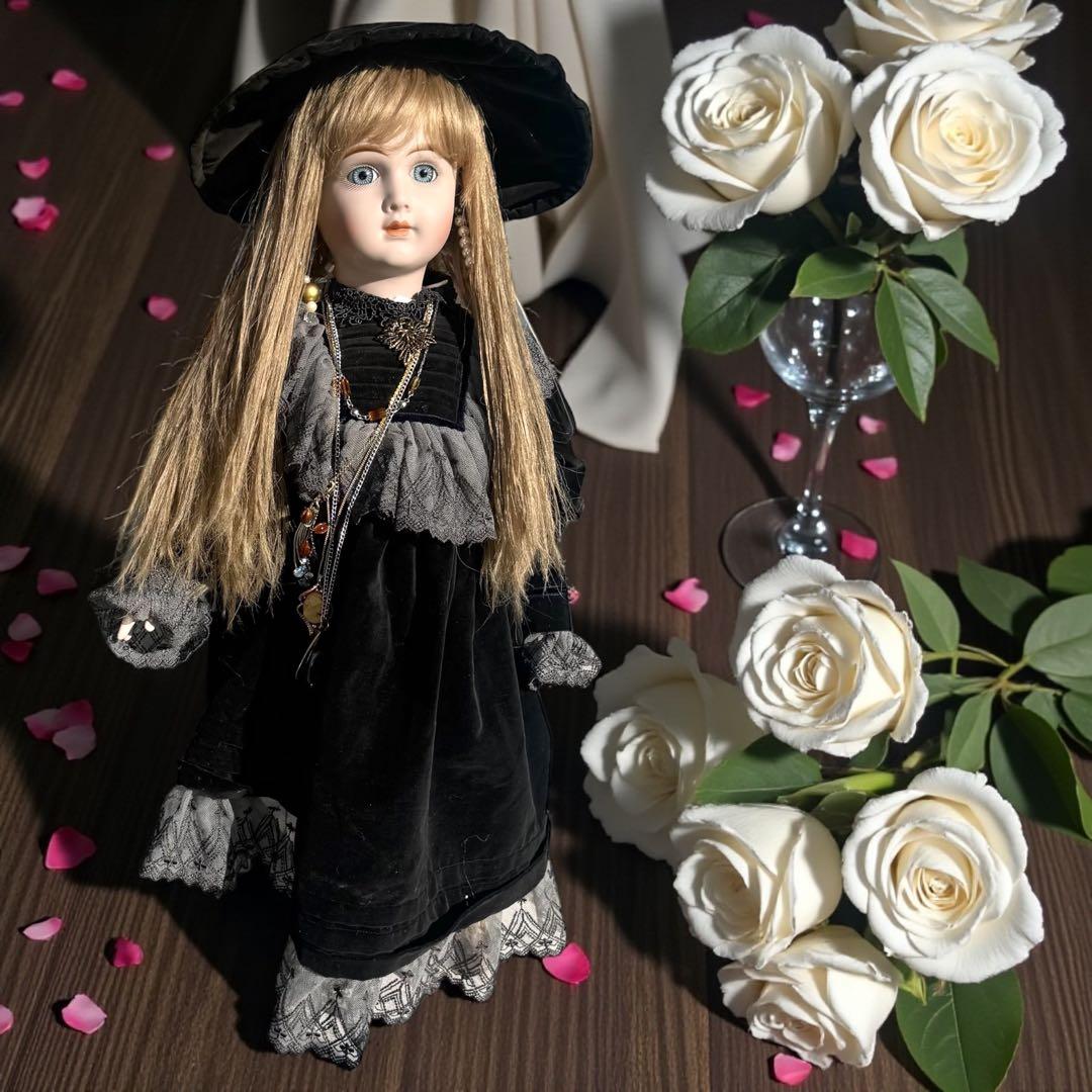 ビスクドール アーテー AT リプロ ブラック ベルベット ロングドレス ボネ