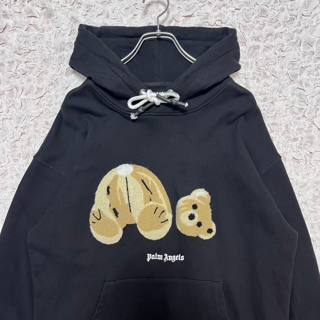 『人気Lサイズ』 パームエンジェルス　パーカー　パイルロゴ　ベア　黒　【L】