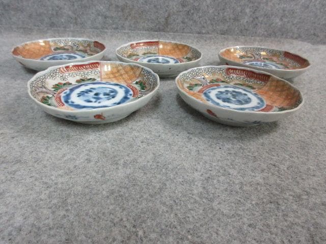 伊万里 色絵 草木文 手塩皿 5枚 [B24372]