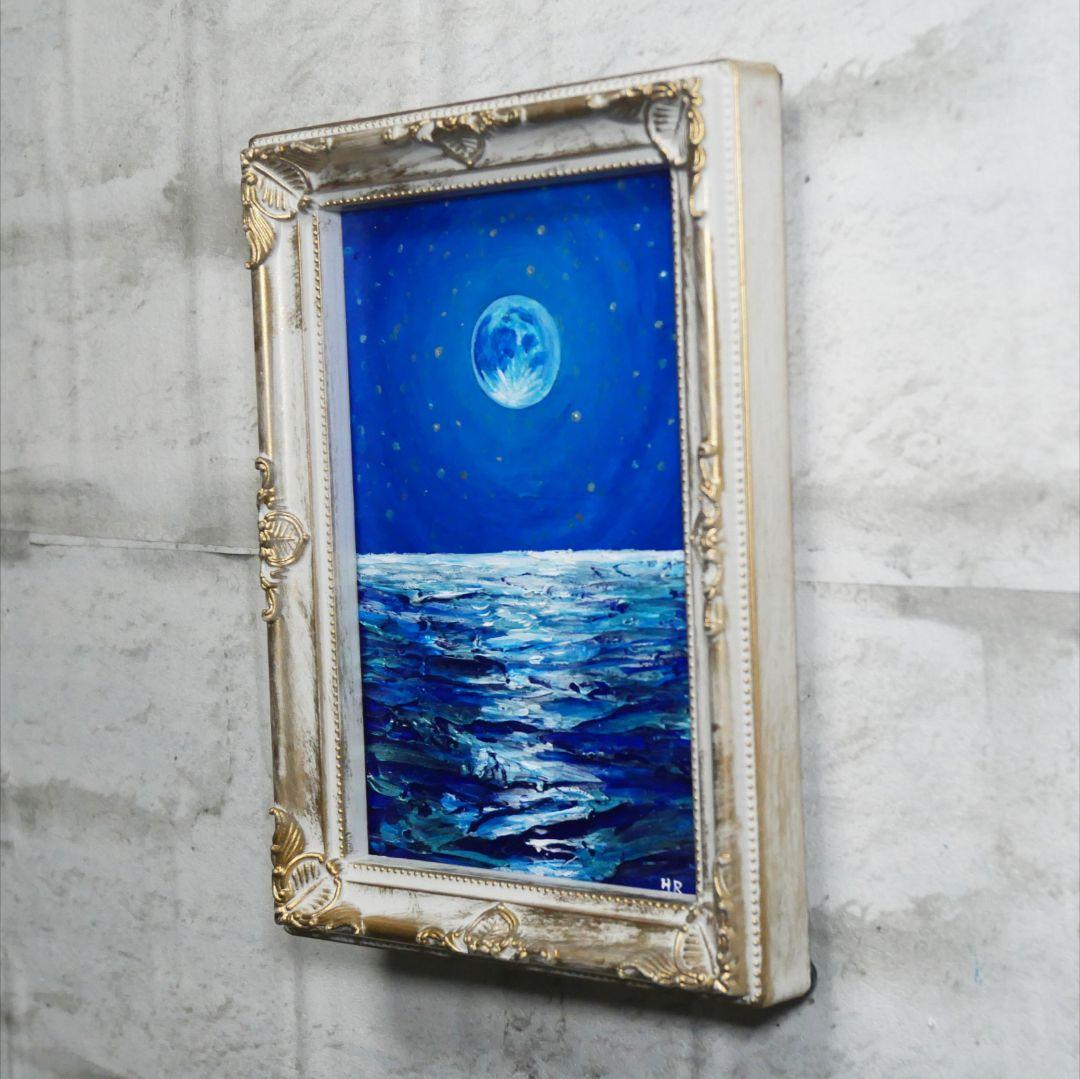 油絵 油彩 油彩画 絵 絵画 ミニ絵画【スーパーブルームーン】