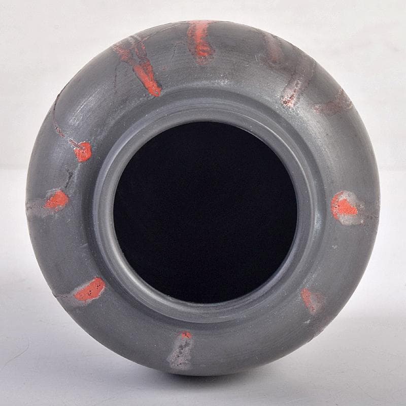 茶道具　常滑焼　小西洋平作　窯変火襷　茶壷　共布共箱　M　R8873