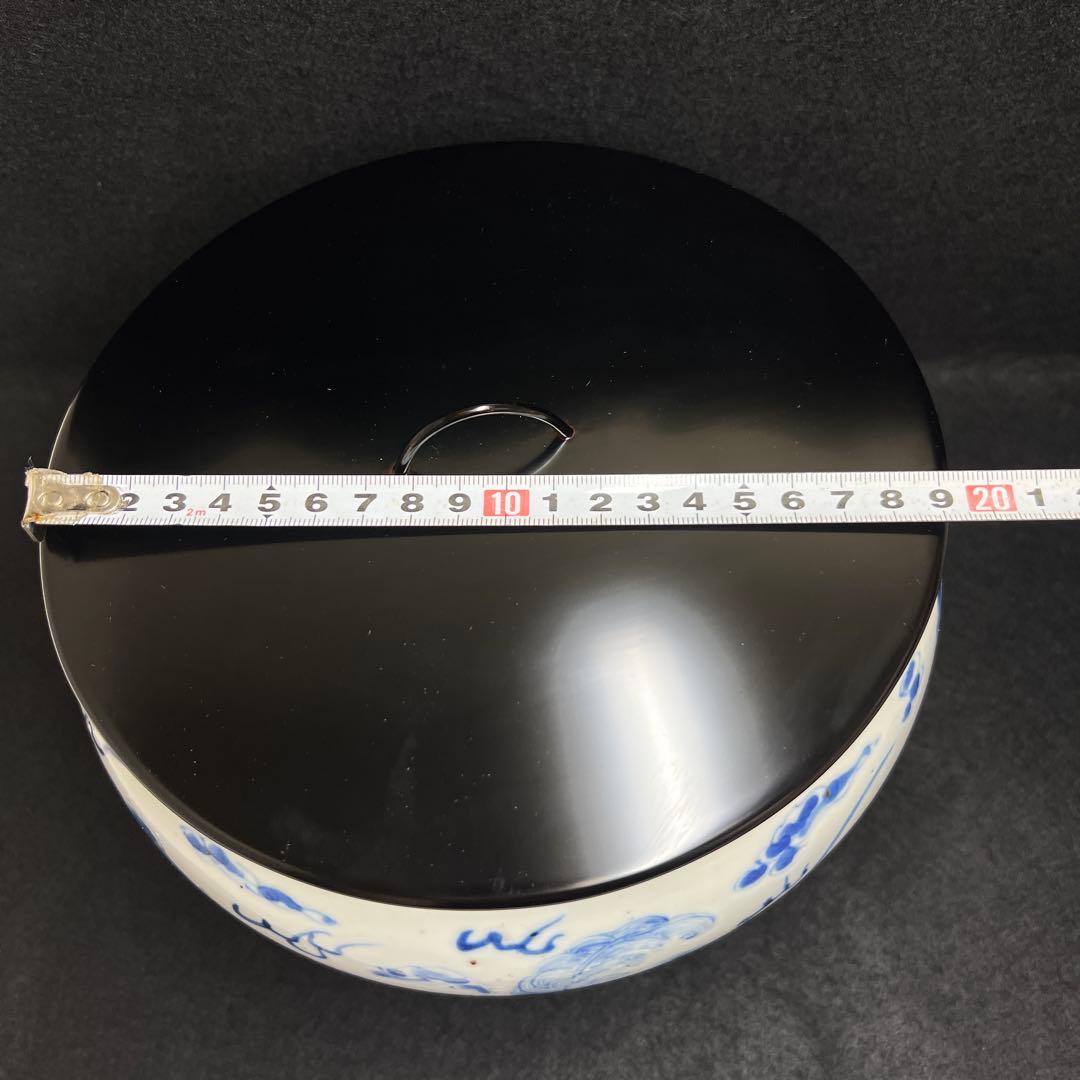 中国清時代 新渡青花雲龍図 水指 木箱付直径20㎝