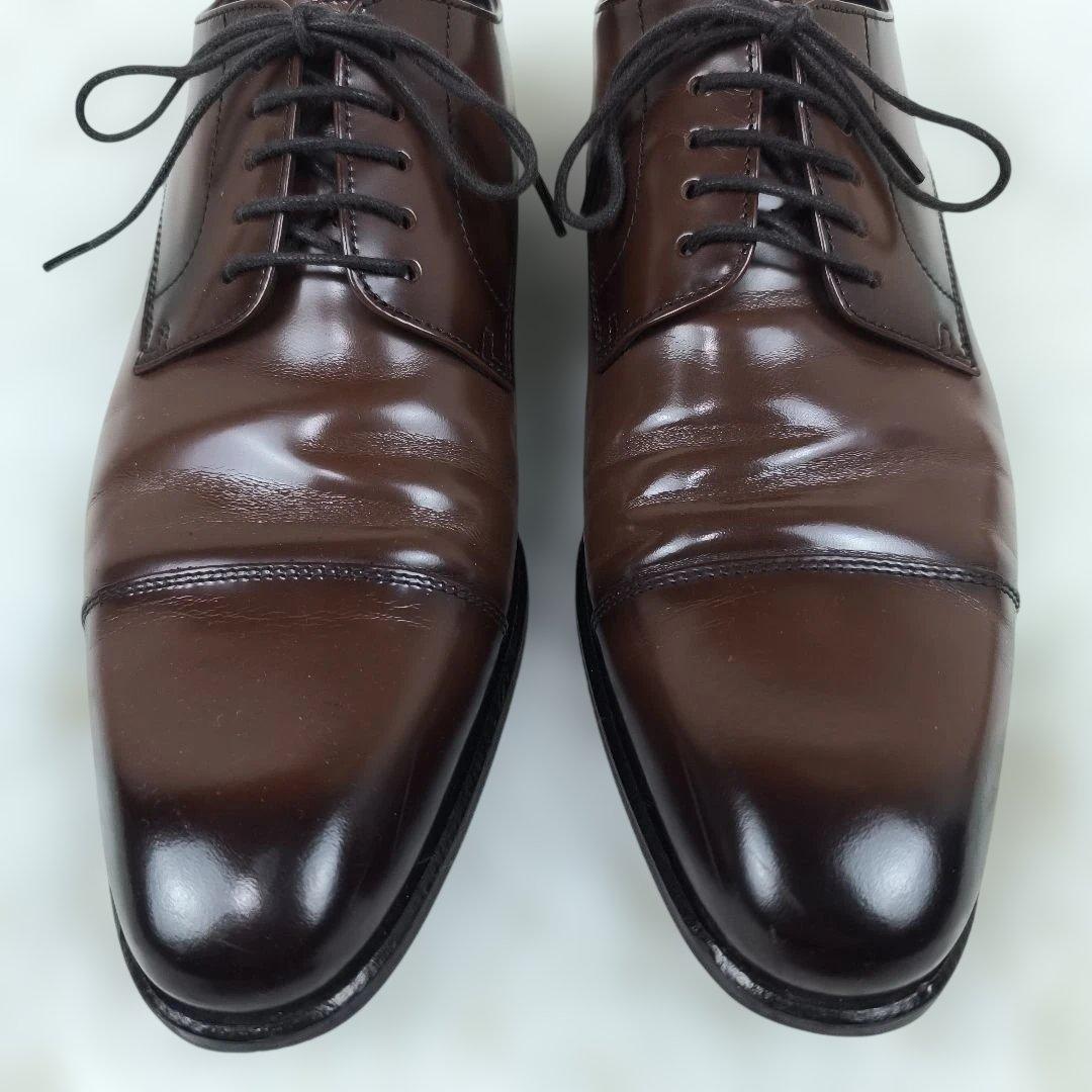✨極美品✨リーガル ドレスシューズ 外羽根 ストレートチップ ガラスレザー 茶色