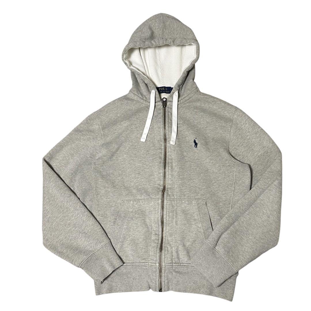 POLO ポロ ラルフローレン ジップパーカー フード裏サーマル グレー