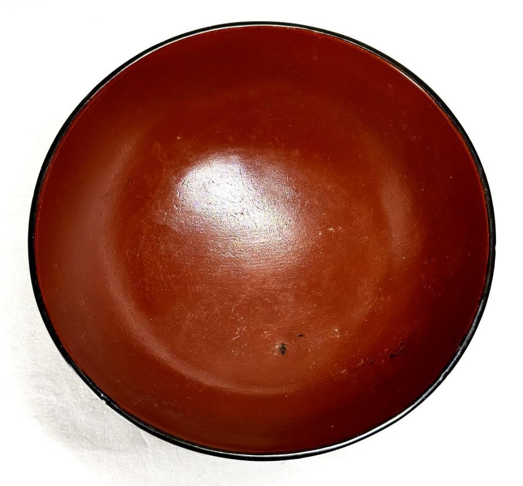 江戸時代前期 根来塗椀 箱付 時代物 古美術 茶碗 ウブ品 入手WWWT002