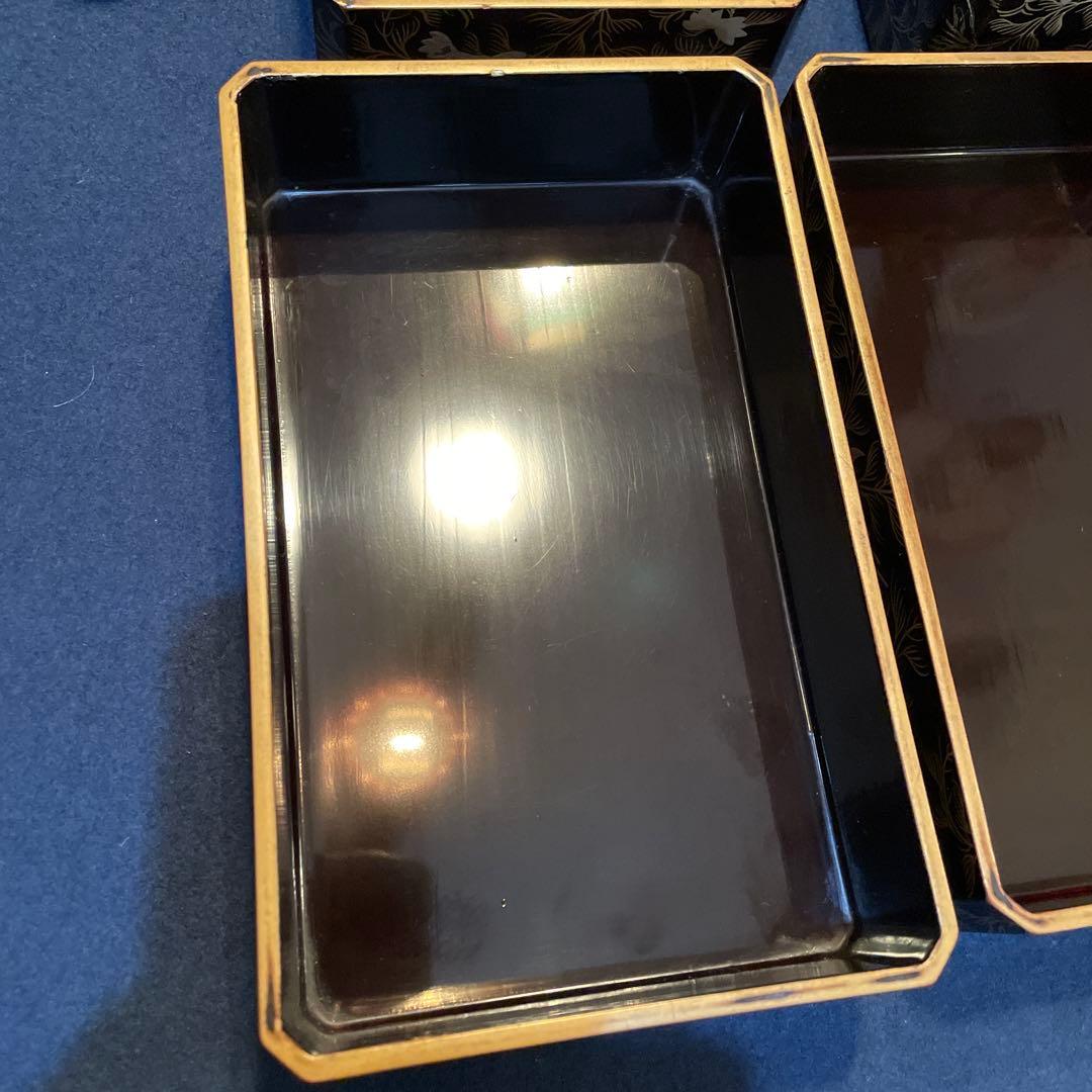 時代物「鳳凰に花唐草紋様 蒔絵」の『野弁当箱』共箱付 重箱 漆器