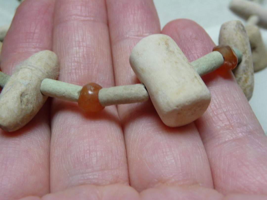 年末セール】古代 ファイアンスビーズ オリジナル ネックレス連