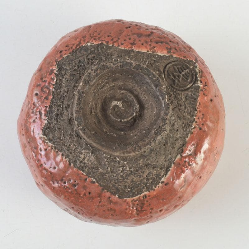 茶道具 芳幽軒 加藤石春作 立田錦 赤楽茶碗 共箱 V