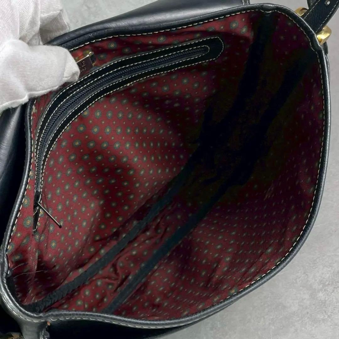 【美品】LOEWE ロエベ ショルダーバッグ アナグラム 1846 レザー 黒