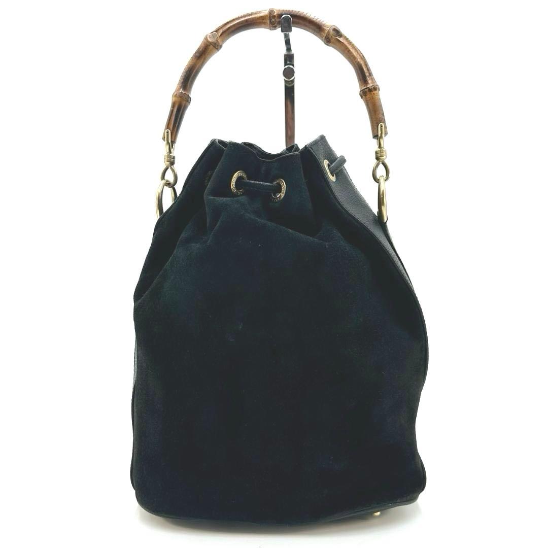 GUCCI グッチ バンブー 巾着 2way ハンドバッグ ショルダーバッグ 黒