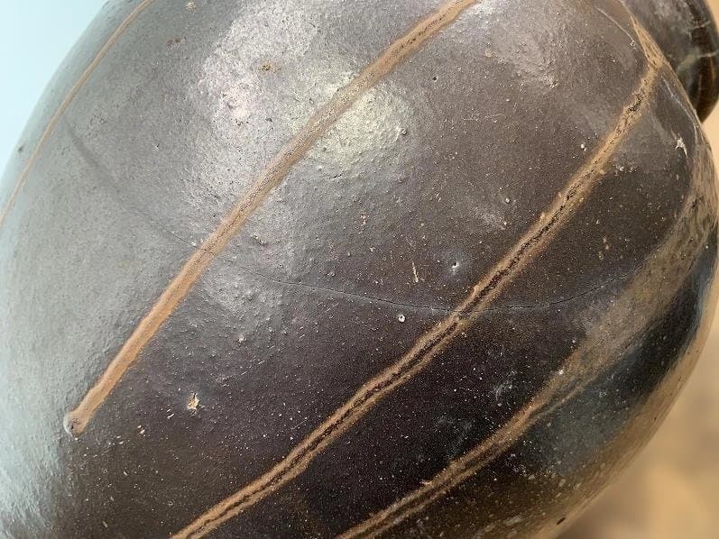 小振りで釉薬の美しい唐津焼の壷 水瓶 古民藝 古民具 甕道具