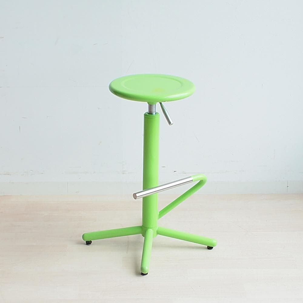 ビタミンカラー スチール製の昇降式スツール グリーン カウンターチェア ポップ