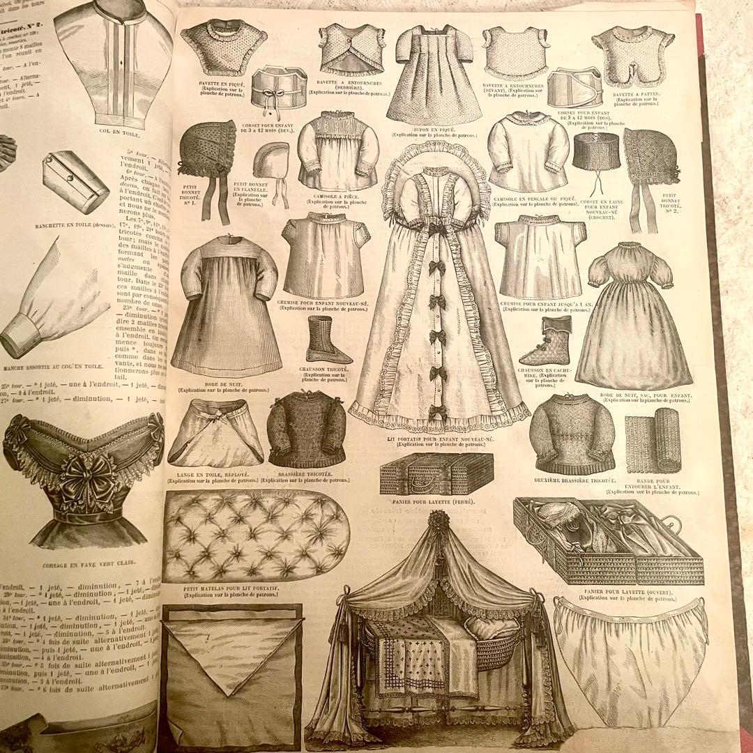 希少】1869年ラモードイリュストレ モード紙 大型古書 フランス