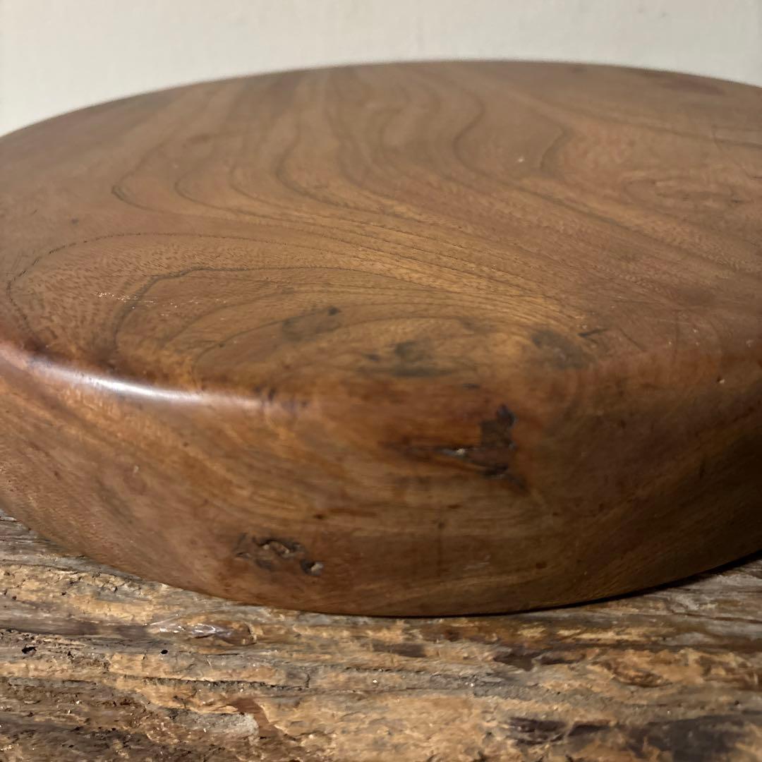 味の良い丸盆　その11 丸盆　くりぬき盆　木地盆　アンティーク　古道具検:李朝